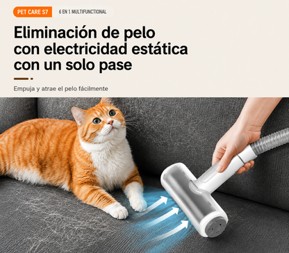 Kit de Cepillado con Aspiración 7 en 1 para Mascotas