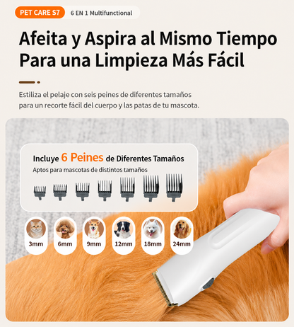 Kit de Cepillado con Aspiración 7 en 1 para Mascotas